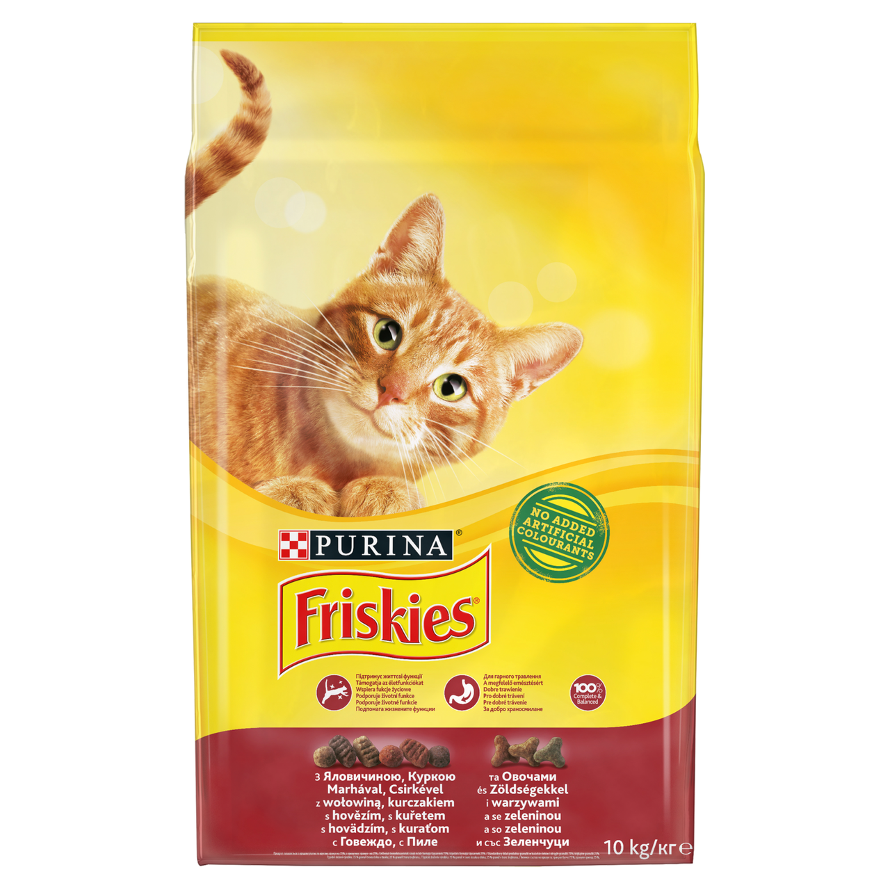 Purina Friskies hovězí-kuřecí-zelenina granule pro kočky 10 kg