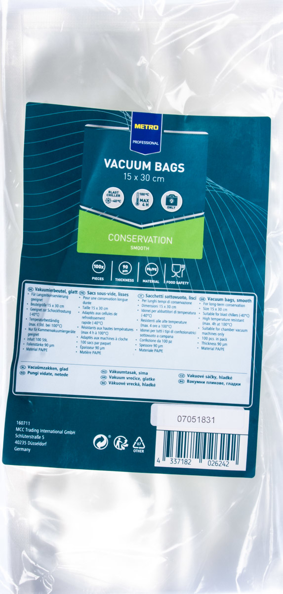 METRO PROFESSIONAL Sáčky vakuovací 90 mm 15 x 30 cm 100 ks