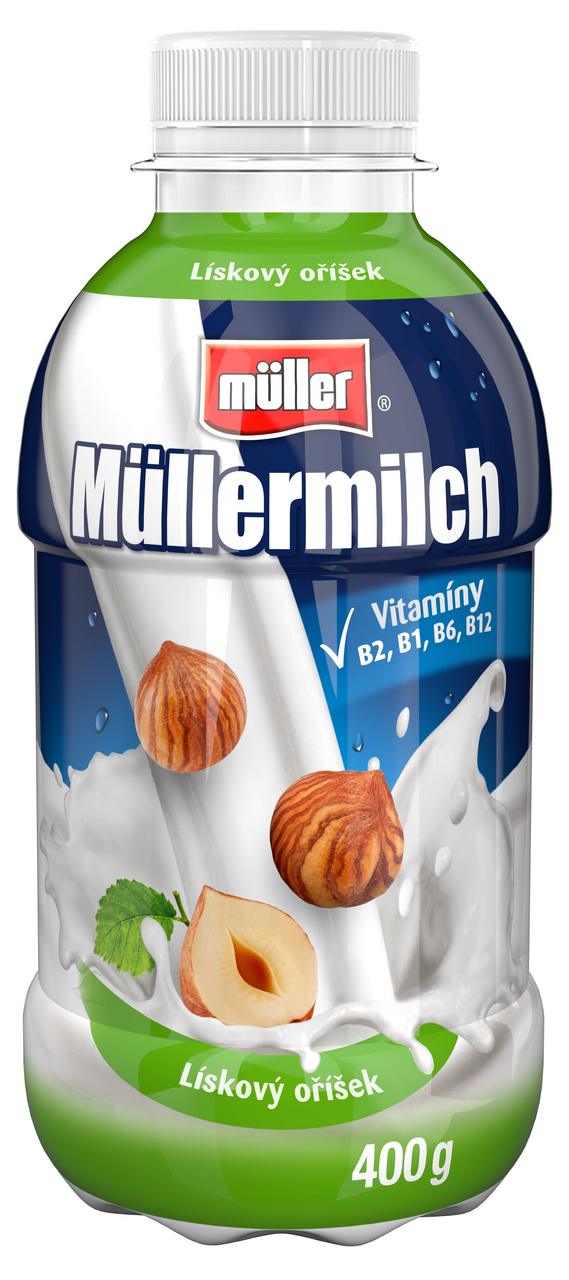 Müllermilch mléčný nápoj s příchutí lískový oříšek chlaz. 400 g