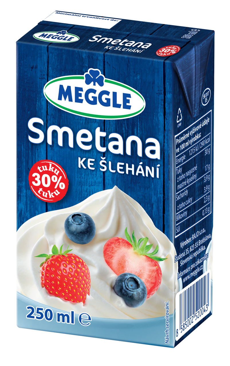 MEGGLE Smetana na šlehání 30 % 250 ml