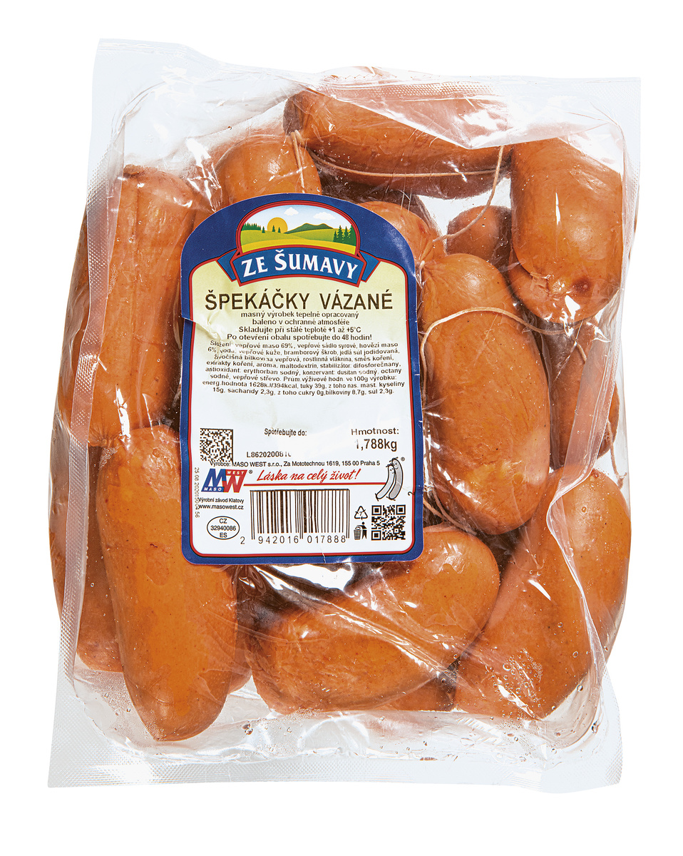 MASO WEST Špekáčky ručně vázané chlaz. cca 1,7 kg