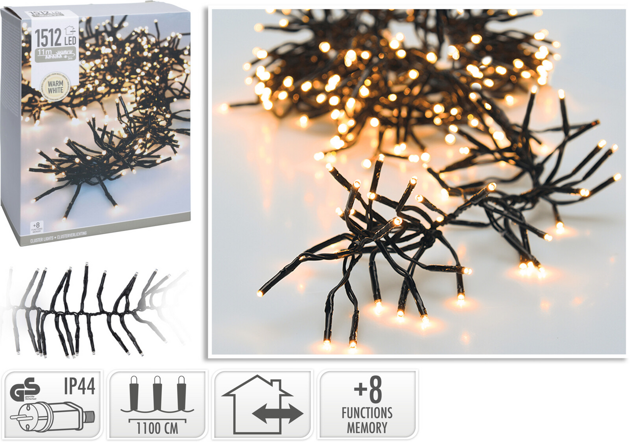 Řetěz světelný 1512LED teplé bílé světlo 1 ks