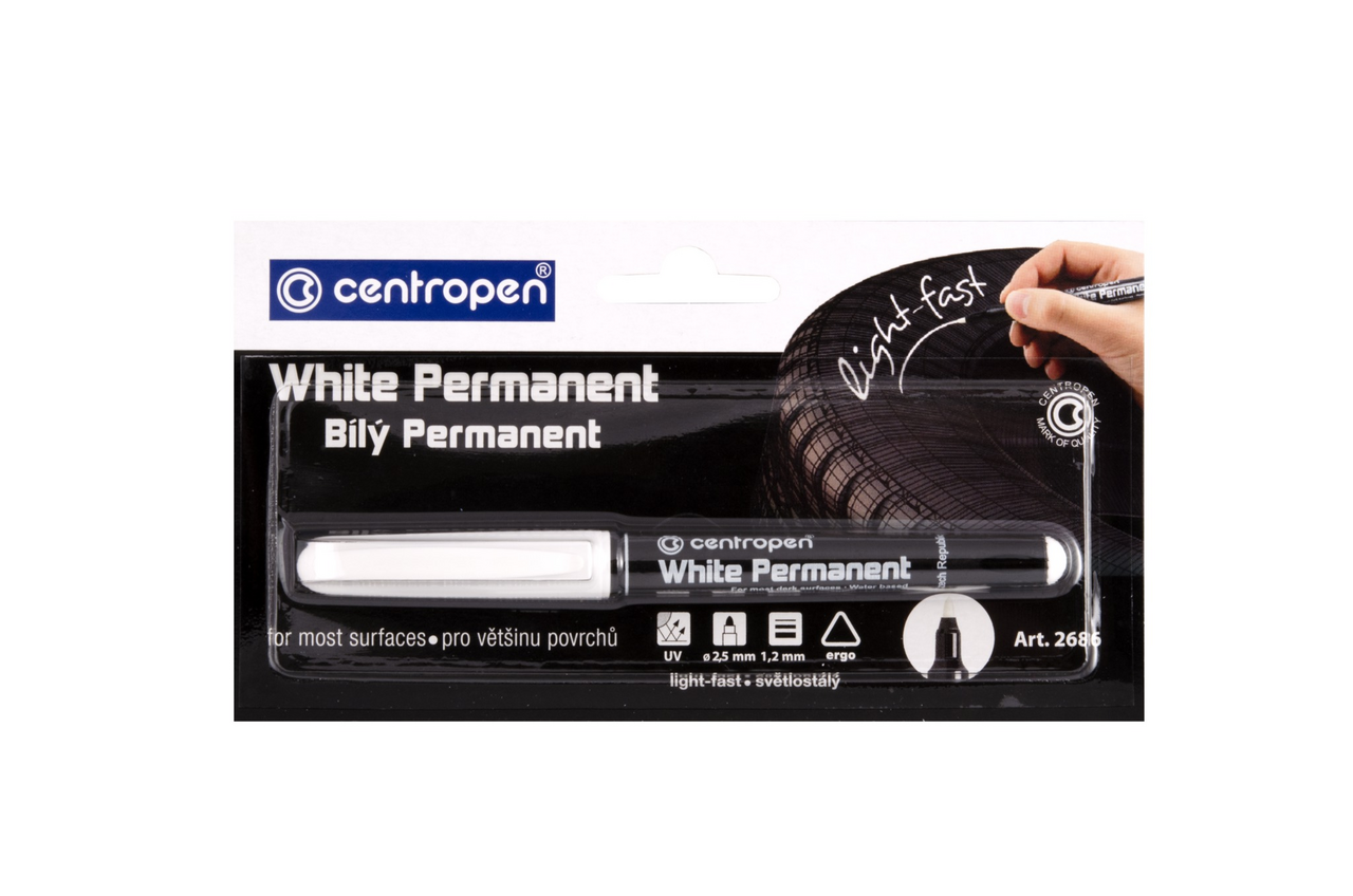 centropen Popisovač permanent bílý 12 ks
