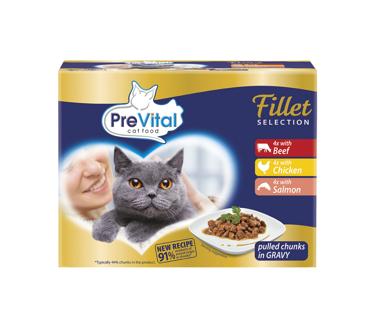 PreVital Kapsička hovězí-kuřecí-losos pro kočky 12 x 85 g