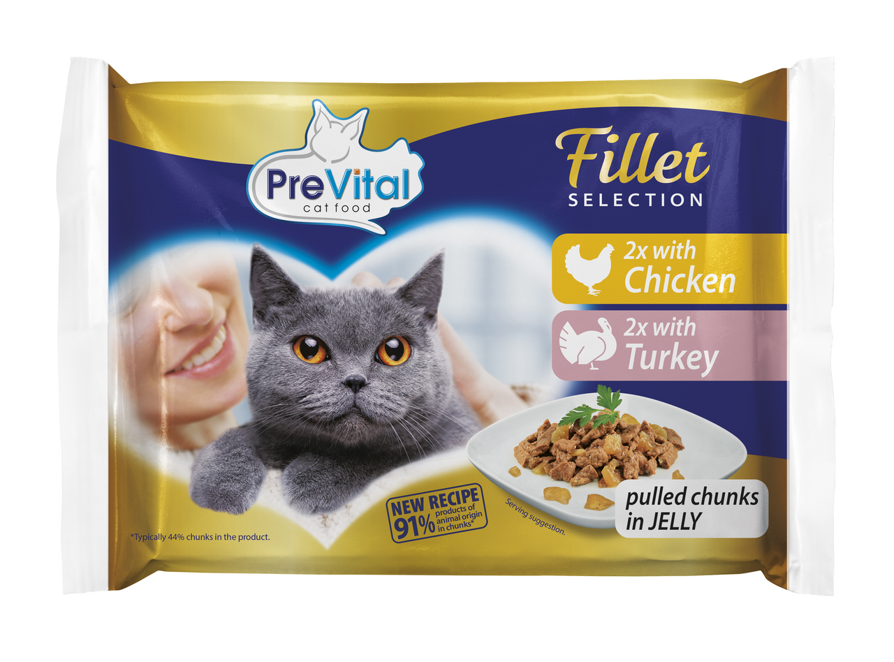 PreVital Kapsička kuřecí-krůtí pro kočky 4 x 85 g