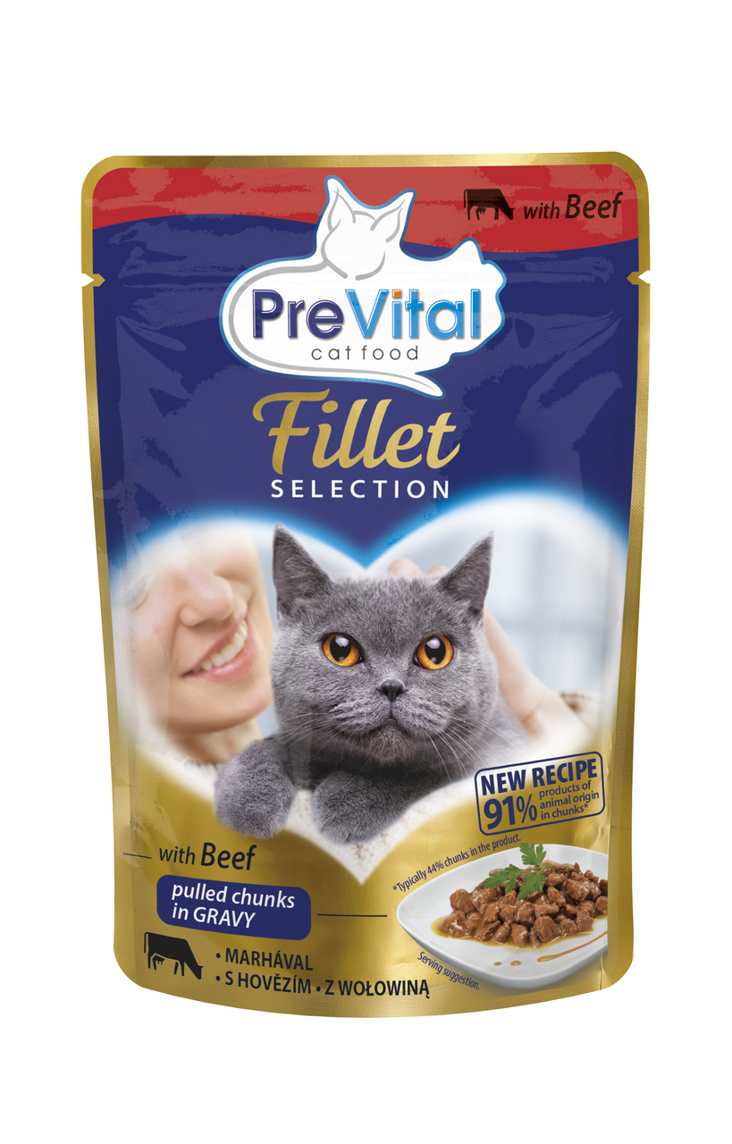 PreVital Kapsička hovězí s omáčkou pro kočky 28 x 85 g