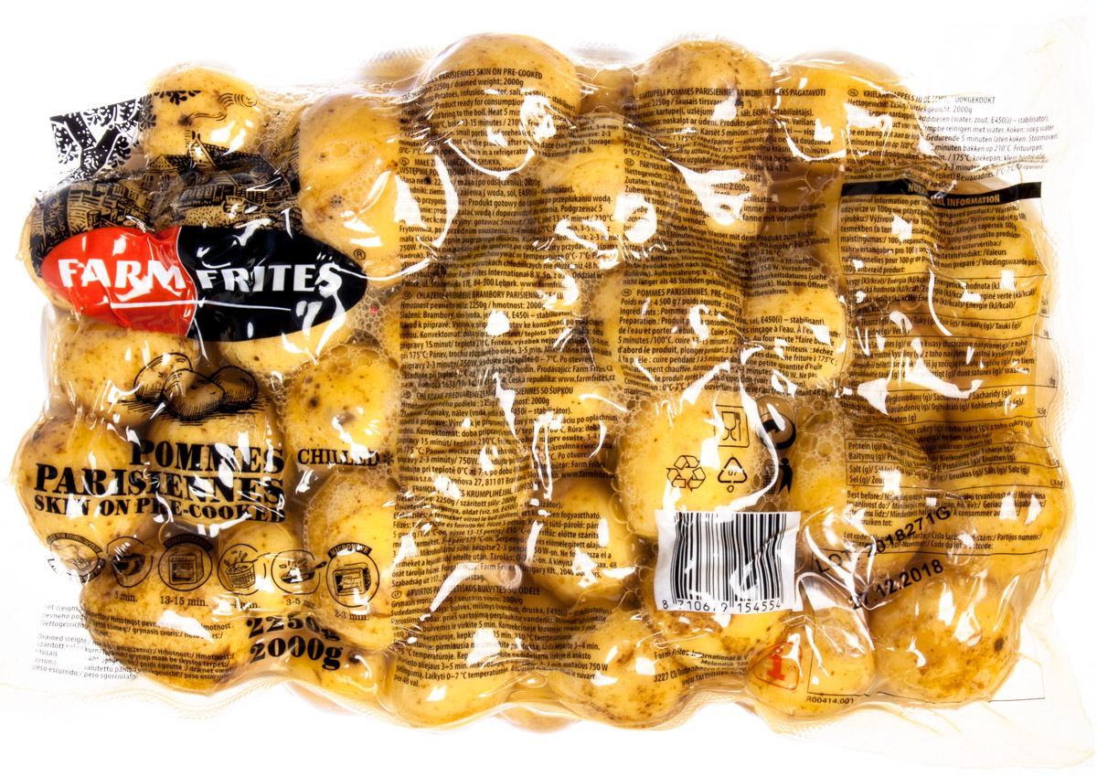 Brambory předvařené loupané celé 20-30 chlaz. 2 kg