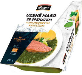 Hamé Uzené se špenátem a bramborovým knedlíkem chlaz. 450 g