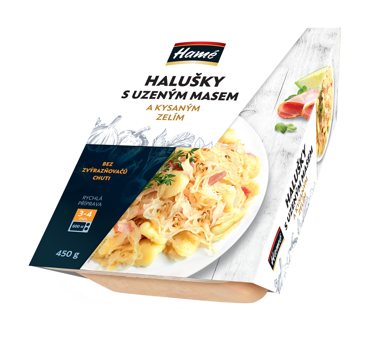 Hamé Halušky s uzeným masem a kyselým zelím chlaz. 450 g