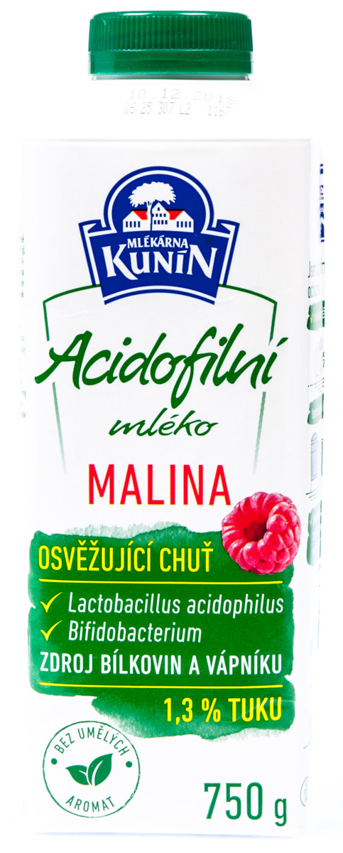 MLÉKÁRNA KUNÍN Mléko acidofilní malina chlaz. 750 ml