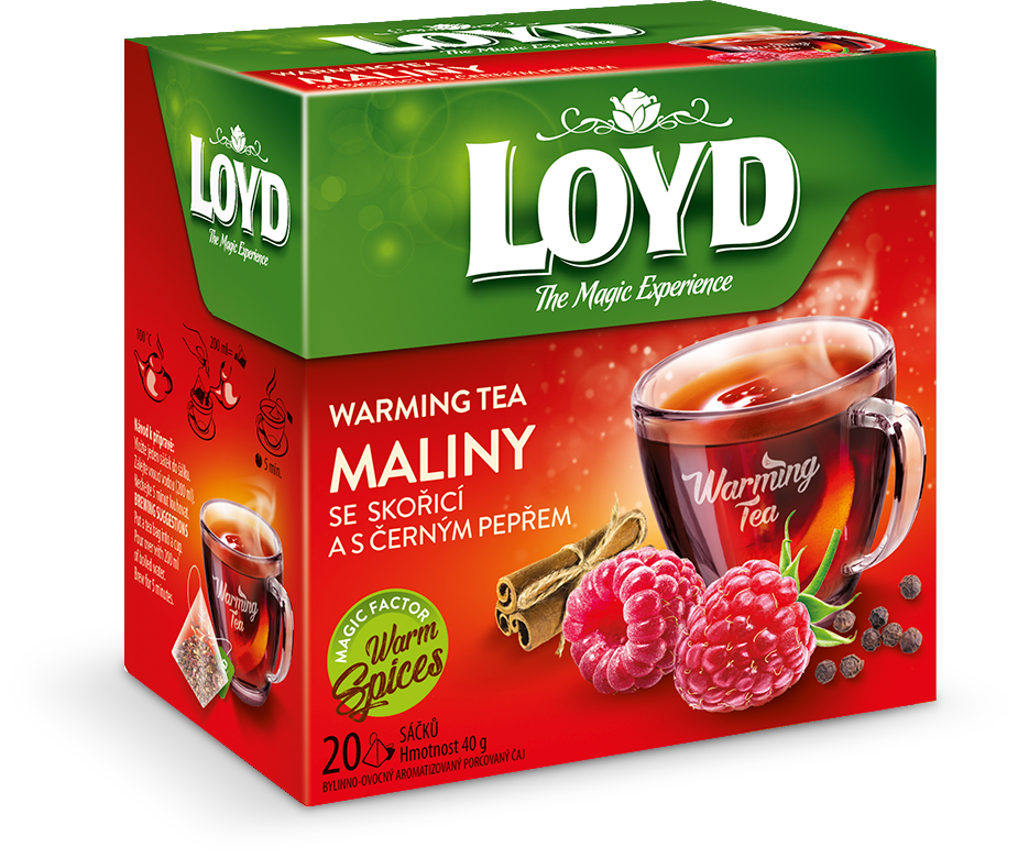 LOYD Warming Tea maliny se skořicí a s černým pepřem 20 x 2 g