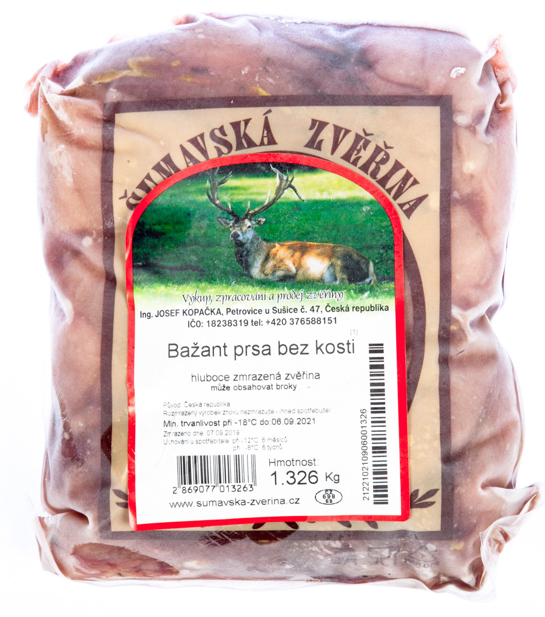 Bažantí prsa bez kosti mraž. váž. cca 2 kg