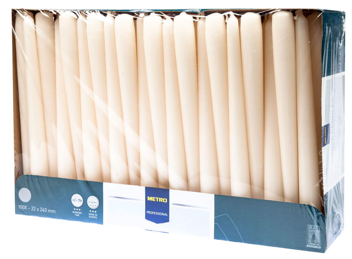 METRO PROFESSIONAL Svíčka 2 x 24 cm slonová kost 100 ks
