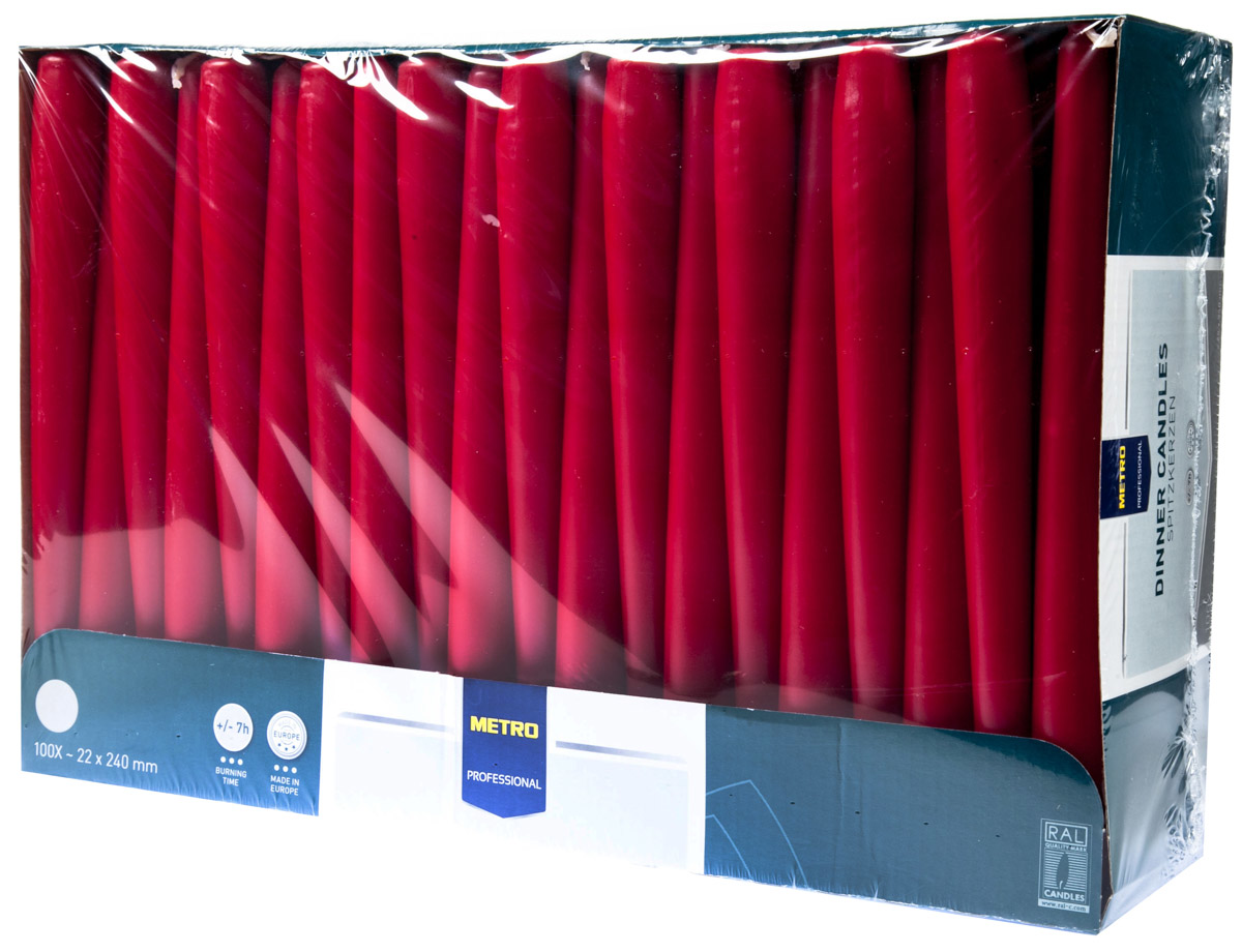 METRO PROFESSIONAL Svíčka 2 x 24 cm bordó 100 ks