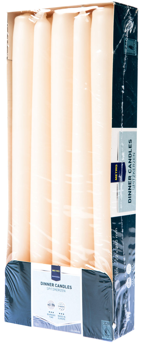 METRO PROFESSIONAL Svíčka 2 x 24 cm slonová kost 10 ks