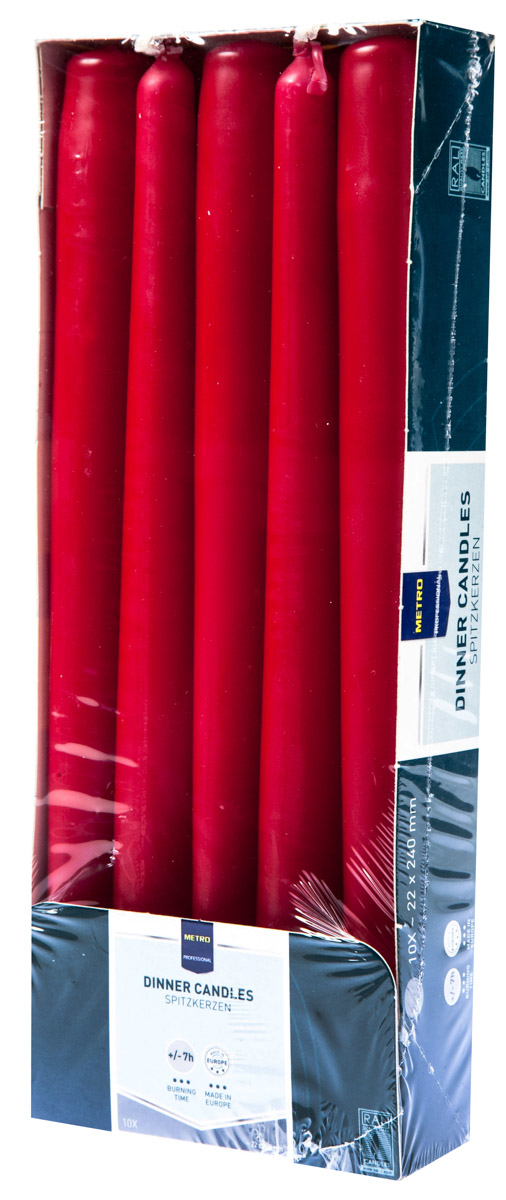 METRO PROFESSIONAL Svíčka 2 x 24 cm bordó 10 ks
