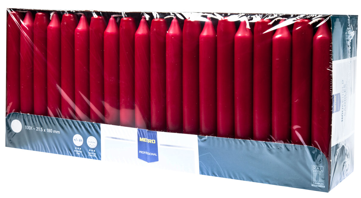 METRO PROFESSIONAL Svíčka 2 x 18 cm bordó 100 ks
