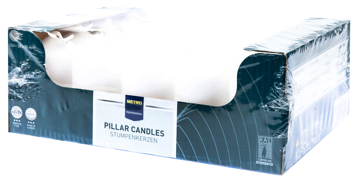 METRO PROFESSIONAL Svíčka 4 x 7 cm bílá 20 ks