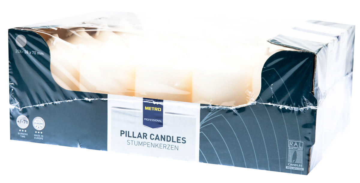 METRO PROFESSIONAL Svíčka 4 x 7 cm slonová kost 20 ks