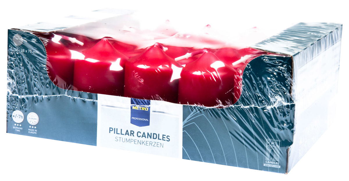 METRO PROFESSIONAL Svíčka 4 x 7 cm bordó 20 ks