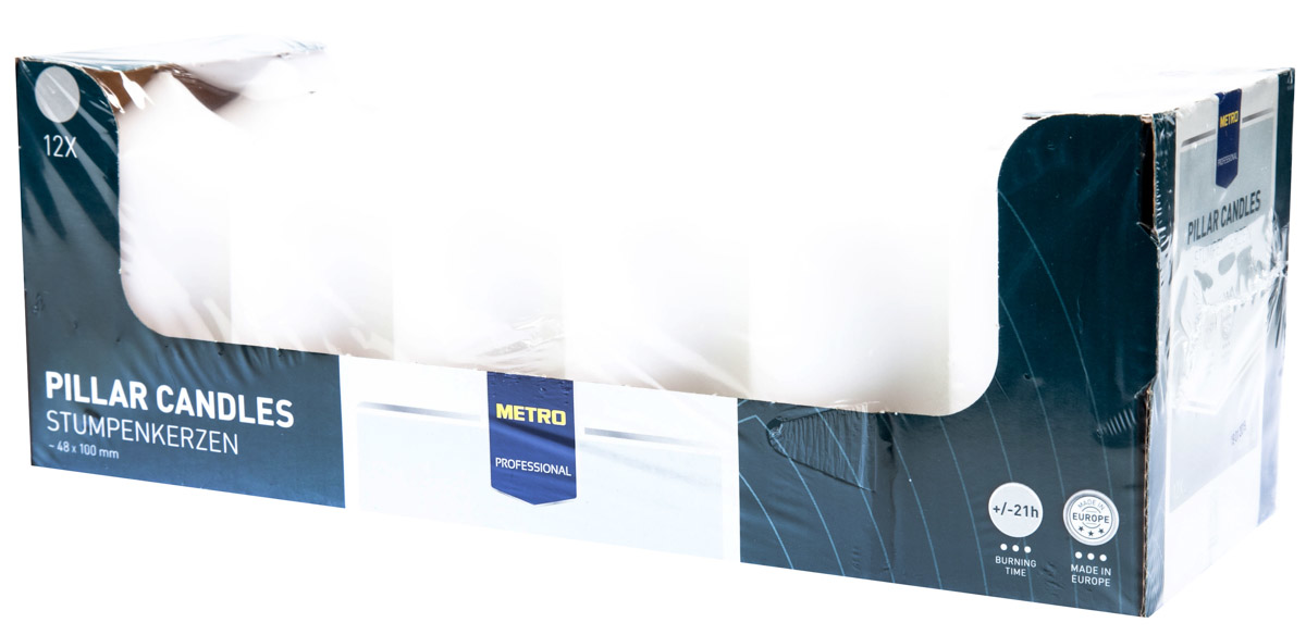 METRO PROFESSIONAL Svíčka 5 x 10 cm bílá 12 ks