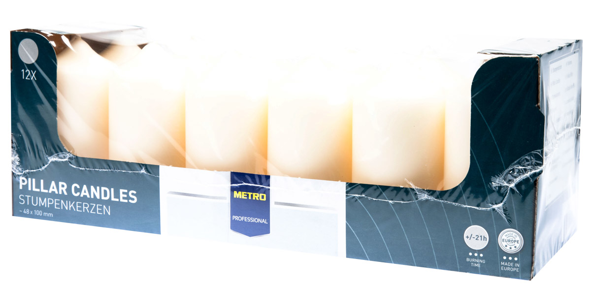METRO PROFESSIONAL Svíčka 5 x 10 cm slonová kost 12 ks
