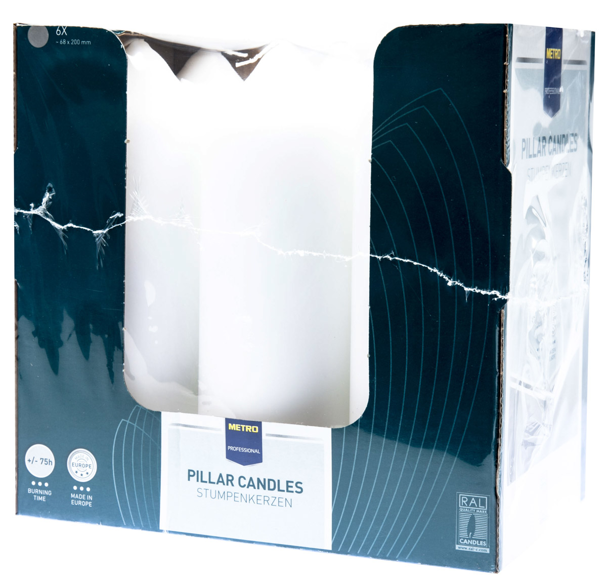 METRO PROFESSIONAL Svíčka 7 x 20 cm bílá 6 ks