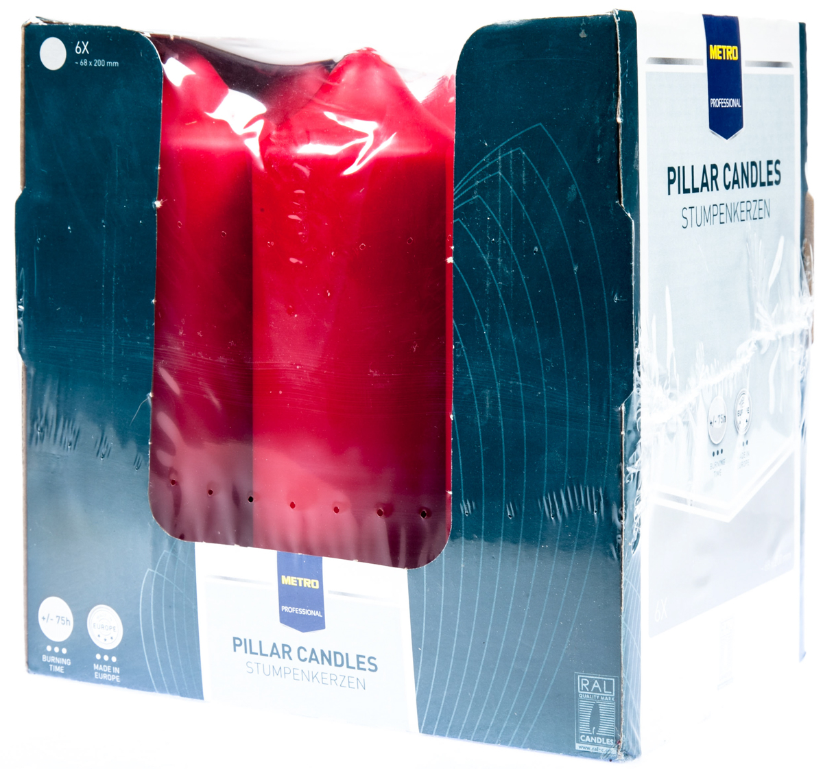 METRO PROFESSIONAL Svíčka 7 x 20 cm bordó 6 ks