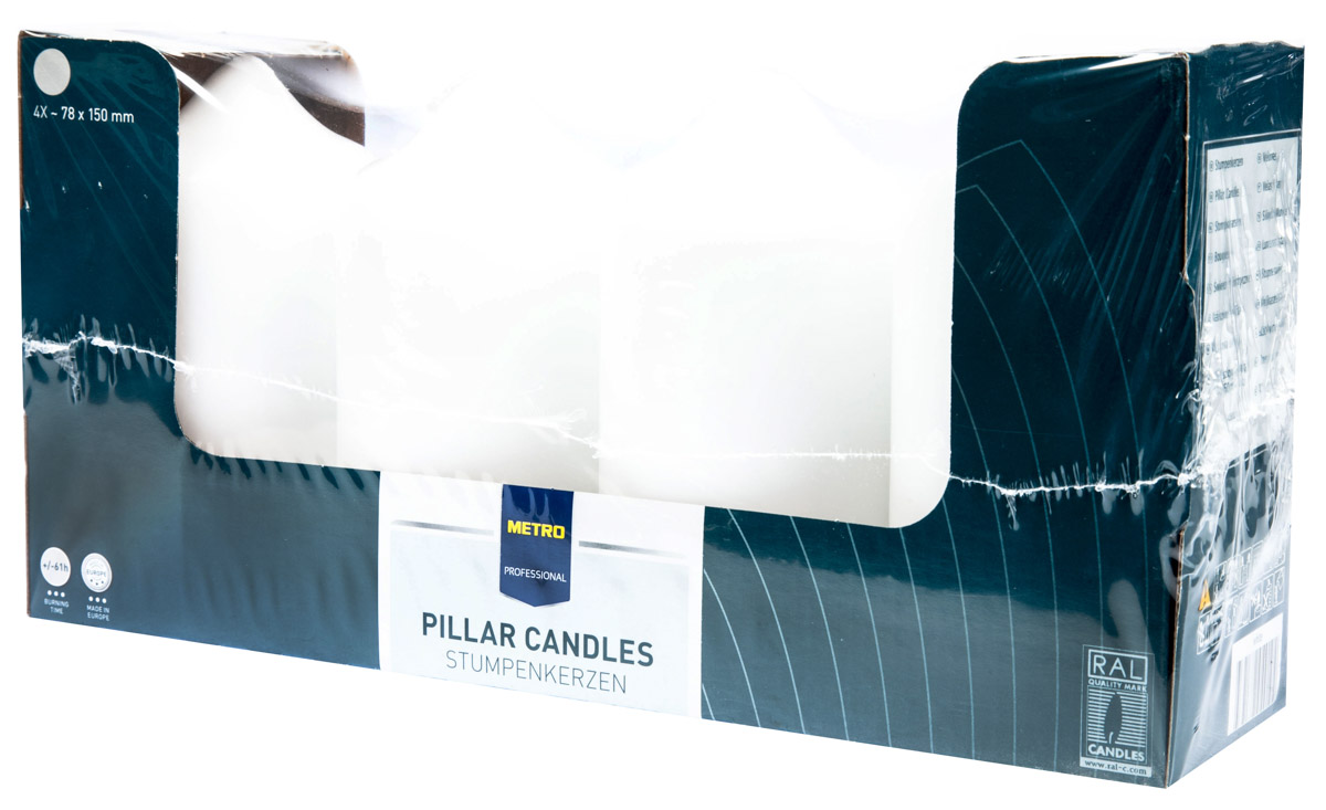 METRO PROFESSIONAL Svíčka 8 x15 cm bílá 4 ks
