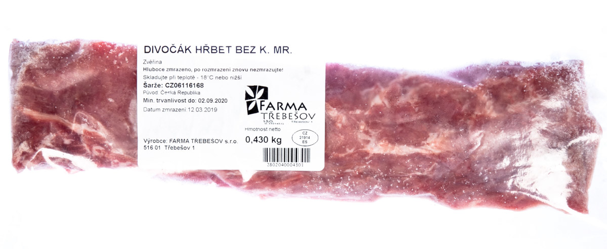 Divočák hřbet bez kosti mraž. váž. cca 1,9 kg