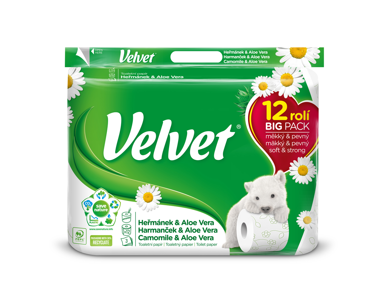 Velvet Toaletní papír heřmánkový 3vrstvý 18,3 m 12 ks