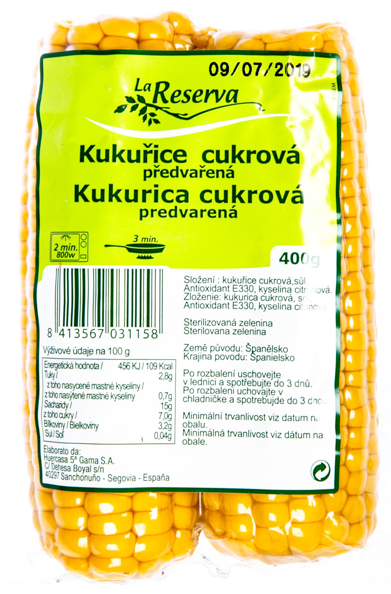 Kukuřice předvařená chlaz. 400 g 