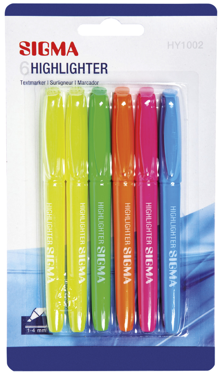 SIGMA Zvýrazňovač tenký mix 6 ks