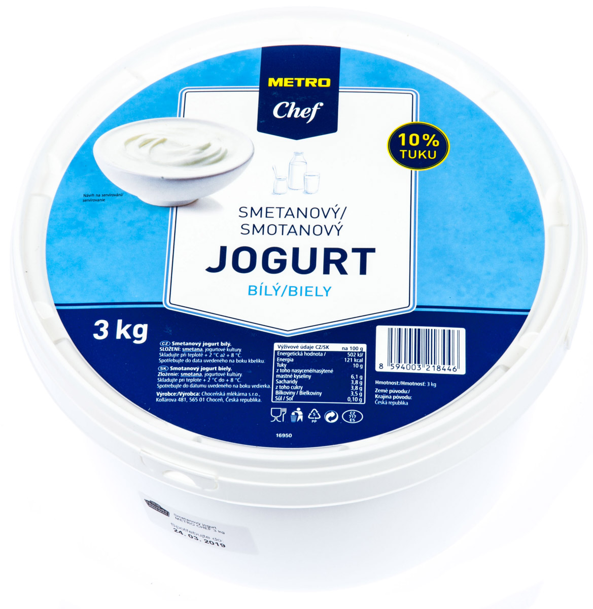METRO Chef Jogurt bílý smetanový 10% chlaz. 3 kg
