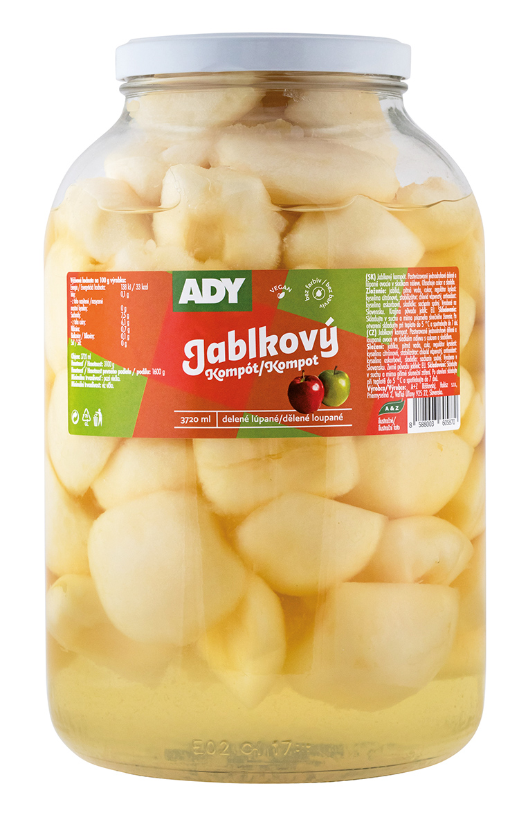 ADY Jablka loupaná dělená kompot 3,1 kg