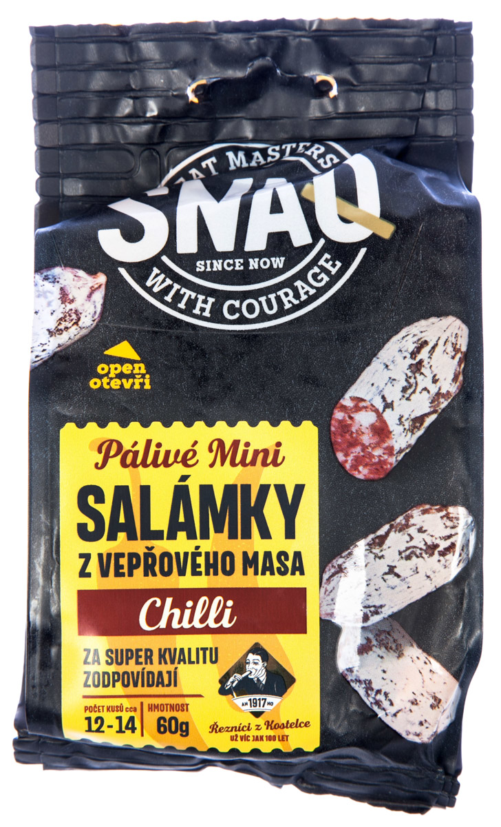 KOSTELECKÉ UZENINY Snaq Salámek mini chilli chlaz. 60 g