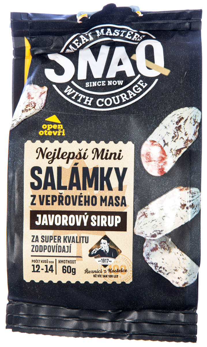 KOSTELECKÉ UZENINY Snaq Salámek mini javorový sirup chlaz. 60 g