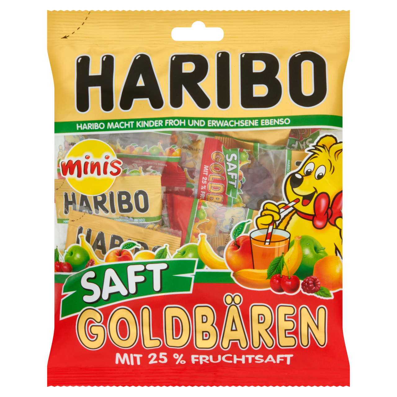 HARIBO Goldbären Šťáva Minis Fruchtsaft 25% ovocné želé 220 g