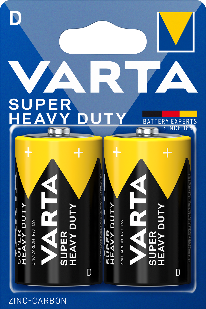 VARTA Baterie Super Heavy Duty D, velký monočlánek, R20 2 ks