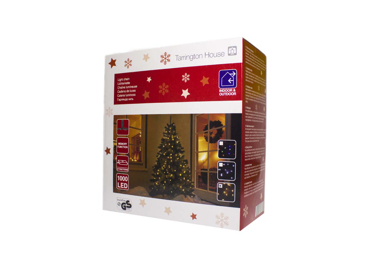 Tarrington House Řetěz světelný 1000 LED zelený kabel teplá bílá 1 ks