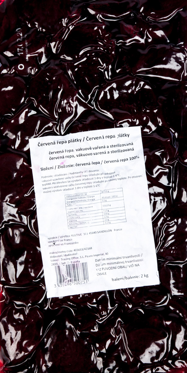 Řepa červená pařená FR plátky 2 kg