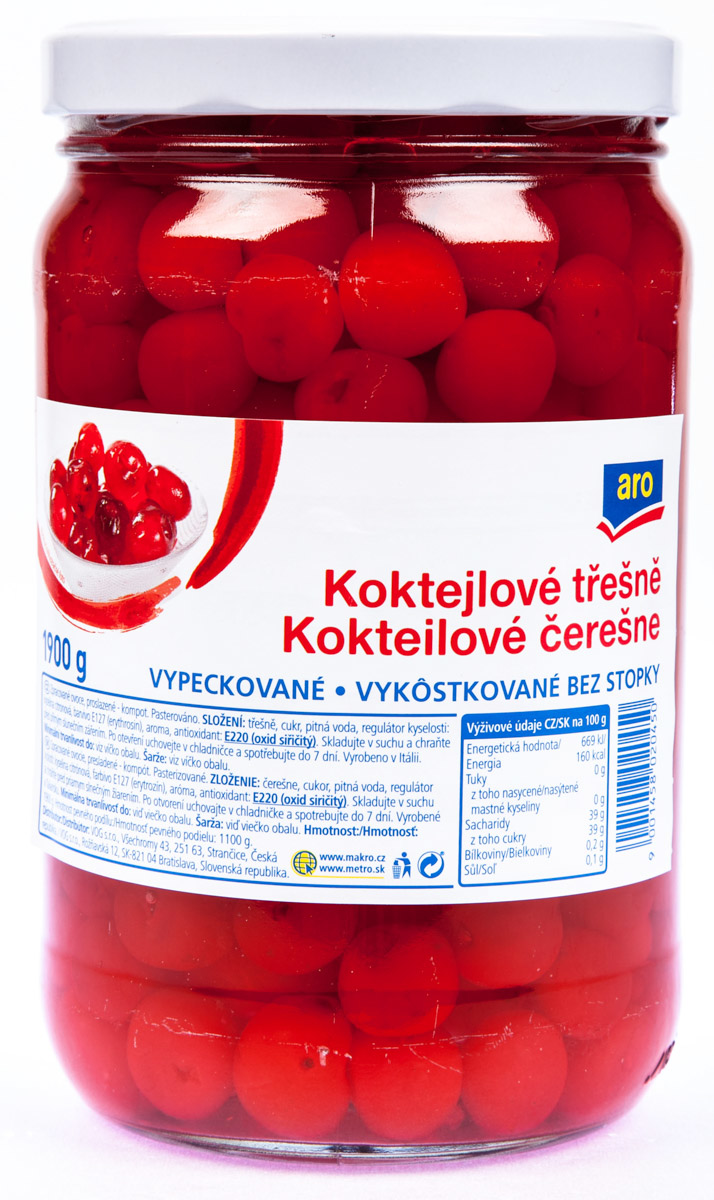 aro Koktejlové třešně červené bez stopky 1900 g