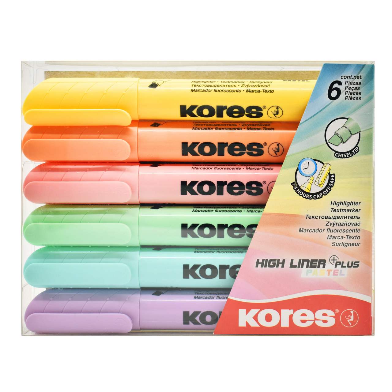 Kores Zvýrazňovač K-M Plus pastel 6 ks