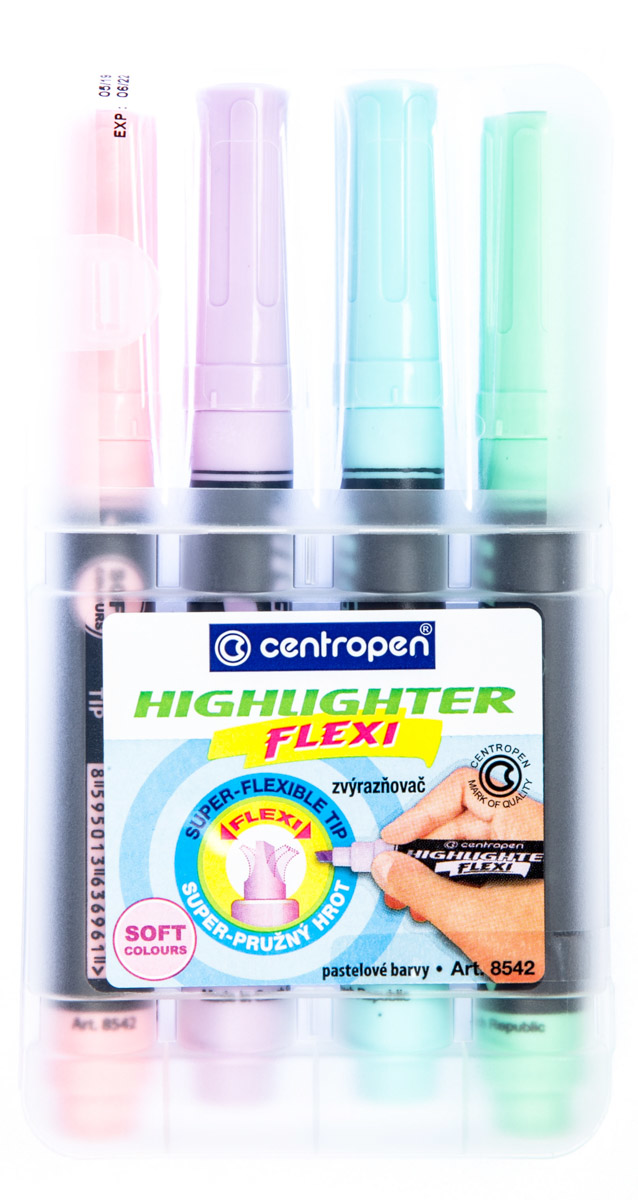 centropen Zvýrazňovač Flexi Soft 8542 4 ks