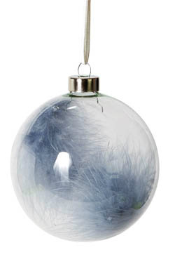 Koule skleněná s peřím 10cm mix barev 1 ks