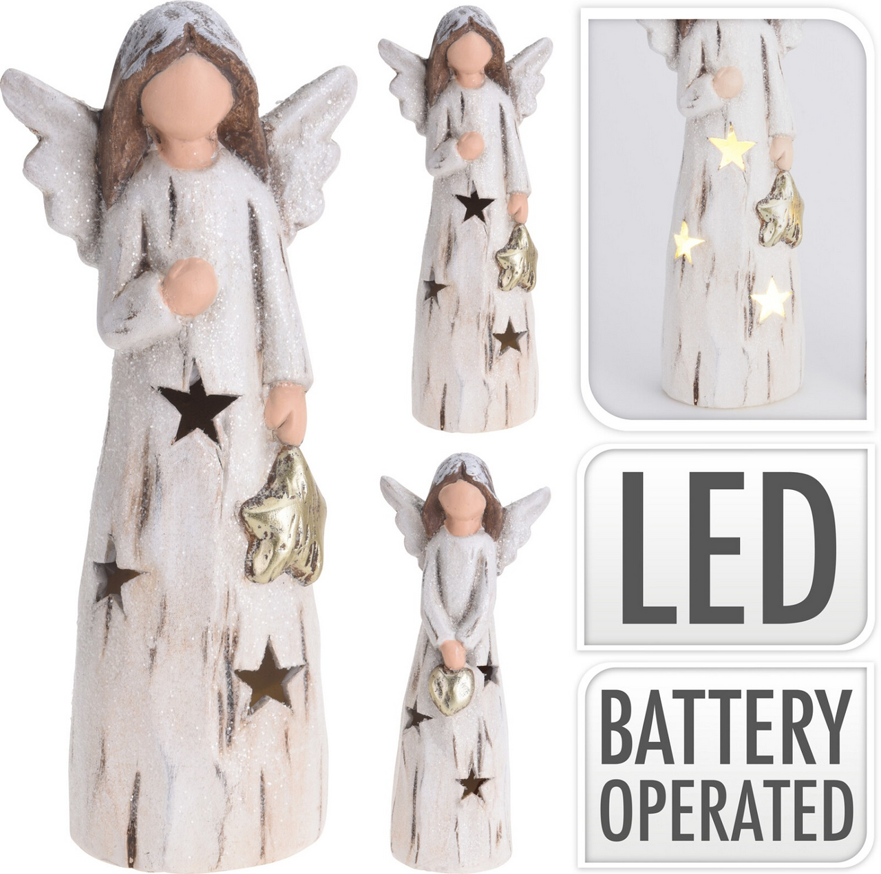 Anděl výřezy LED 24 cm 2ASS 1 ks