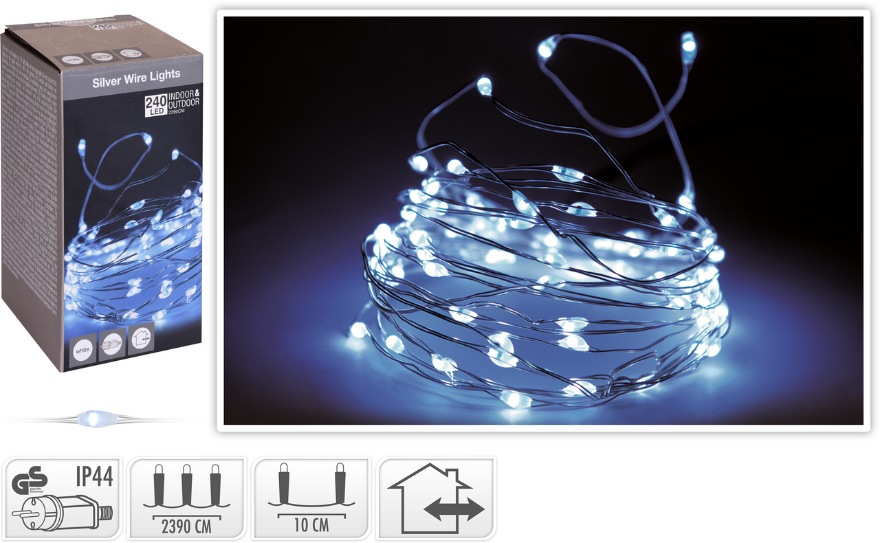 Řetěz světelný 240LED bílá 1 ks