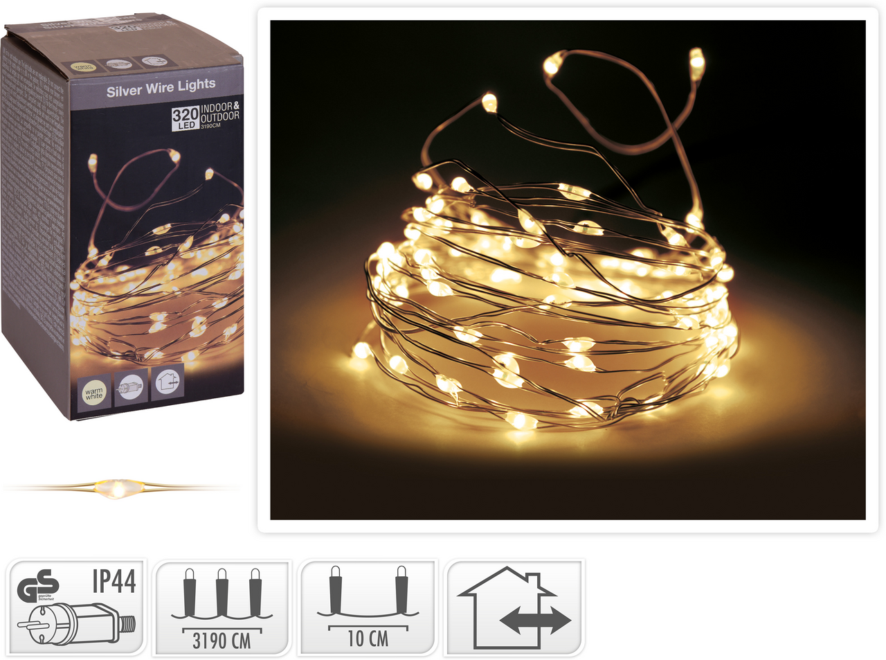 Řetěz světelný 320LED žlutá 1 ks