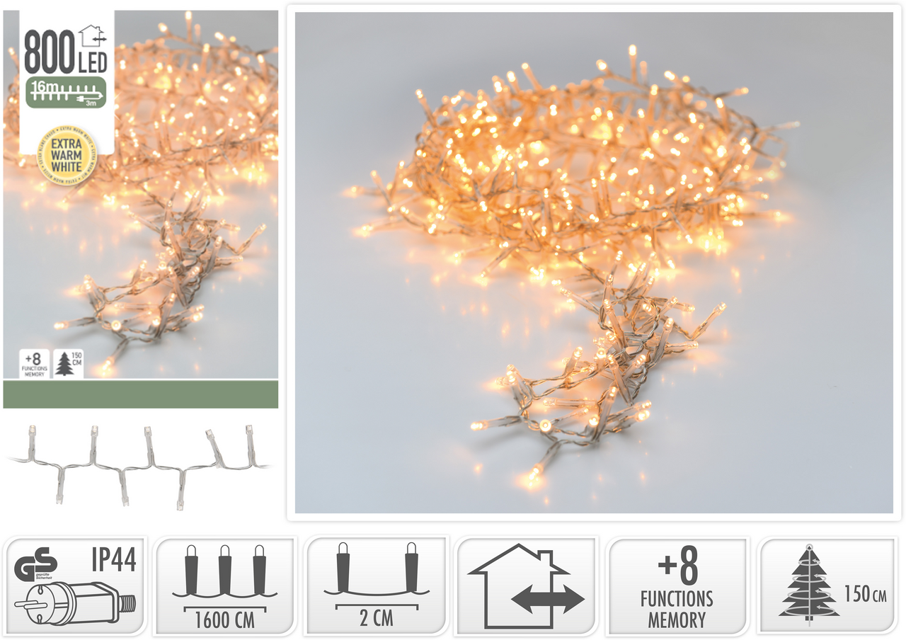 Řetěz světelný mikro 800LED žlutá studená 1 ks