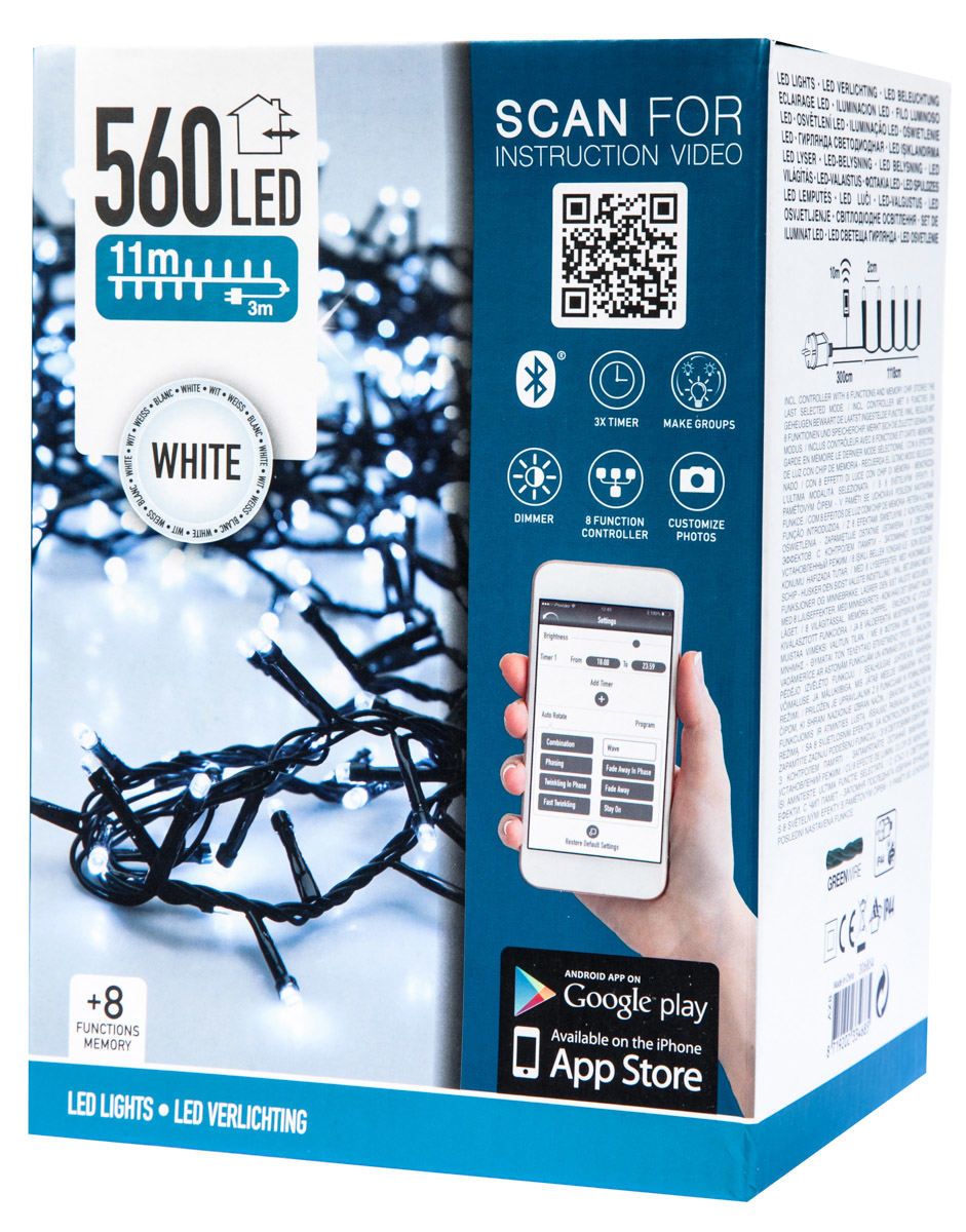 Řetěz světelný 560LED bílá 1 ks